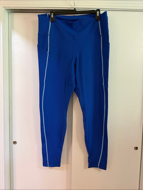 Fabletics Pants - Fabletics Royal Blue Leggings with Light Blue Piping